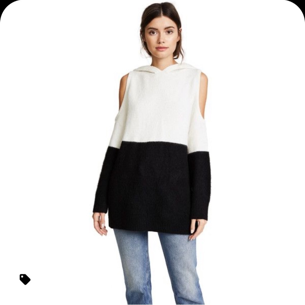 Alice+Olivia Cold Shoulder Hooded Sweater